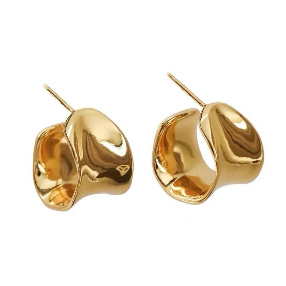 Irregular Metal Circle Hoop Earrings For Women - Picture 7 of 7